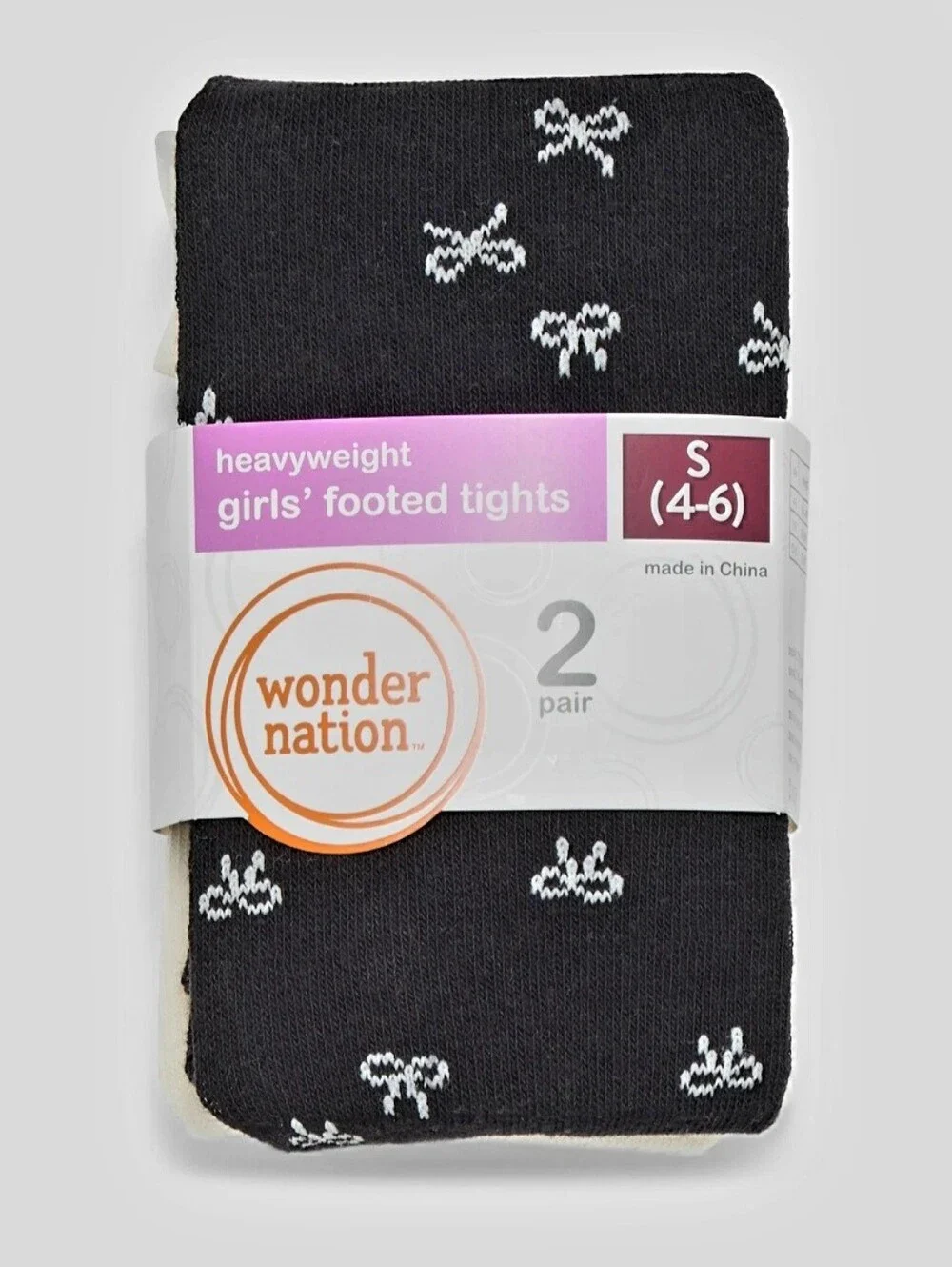Wonder Nation 2pk  Girls Bow Tights
